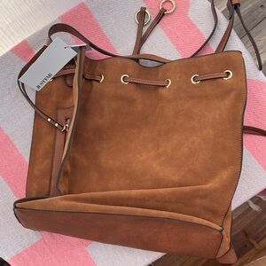 JustFab Brown Tote with Gold Accents